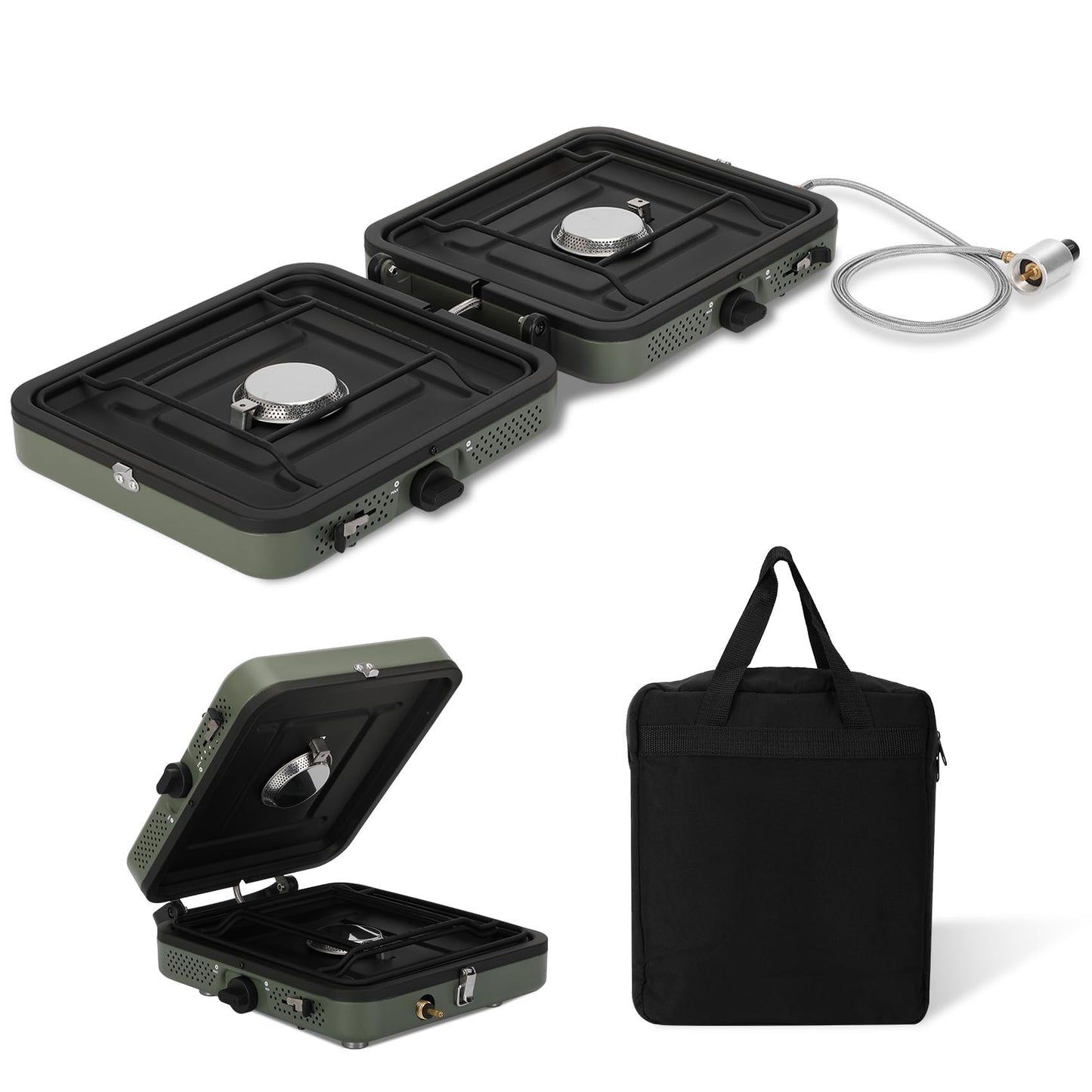 2 Burner Folding Camping Stove with Griddle,Portable Folding Camp Stove with 2 adjustable burners ,Camping stove for camping propane stove for camping,2 burner camping stove foldable