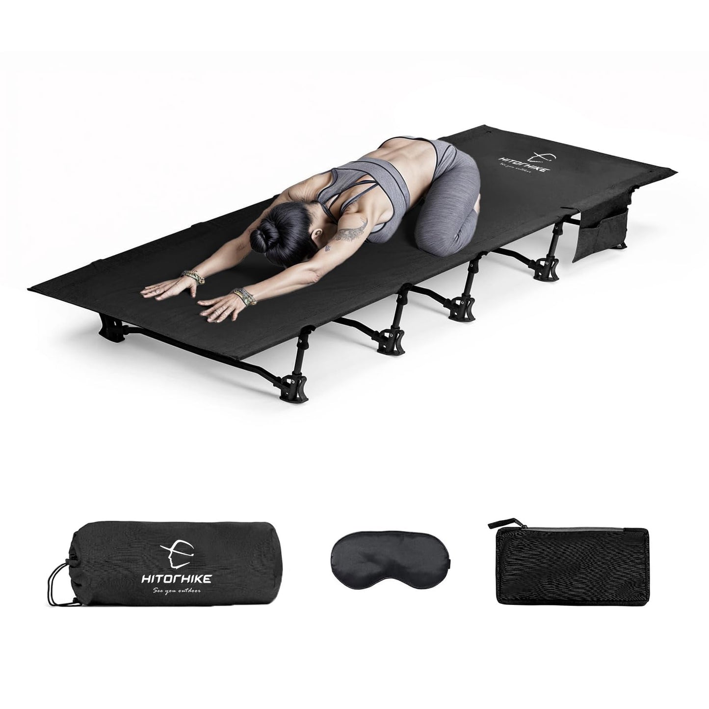 TrailRest Compact Folding Camping Cot (Black)