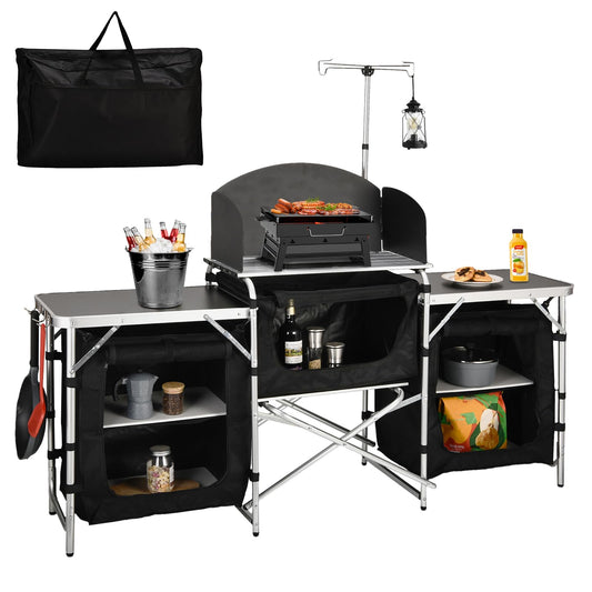 JOUYEK Foldable Camping Kitchen with Windshield and Storage