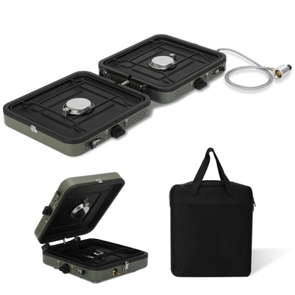 2 Burner Folding Camping Stove with Griddle，Portable Folding Camp Stove with 2 adjustable burners ，Camping stove for camping propane stove for camping，2 burner camping stove foldable