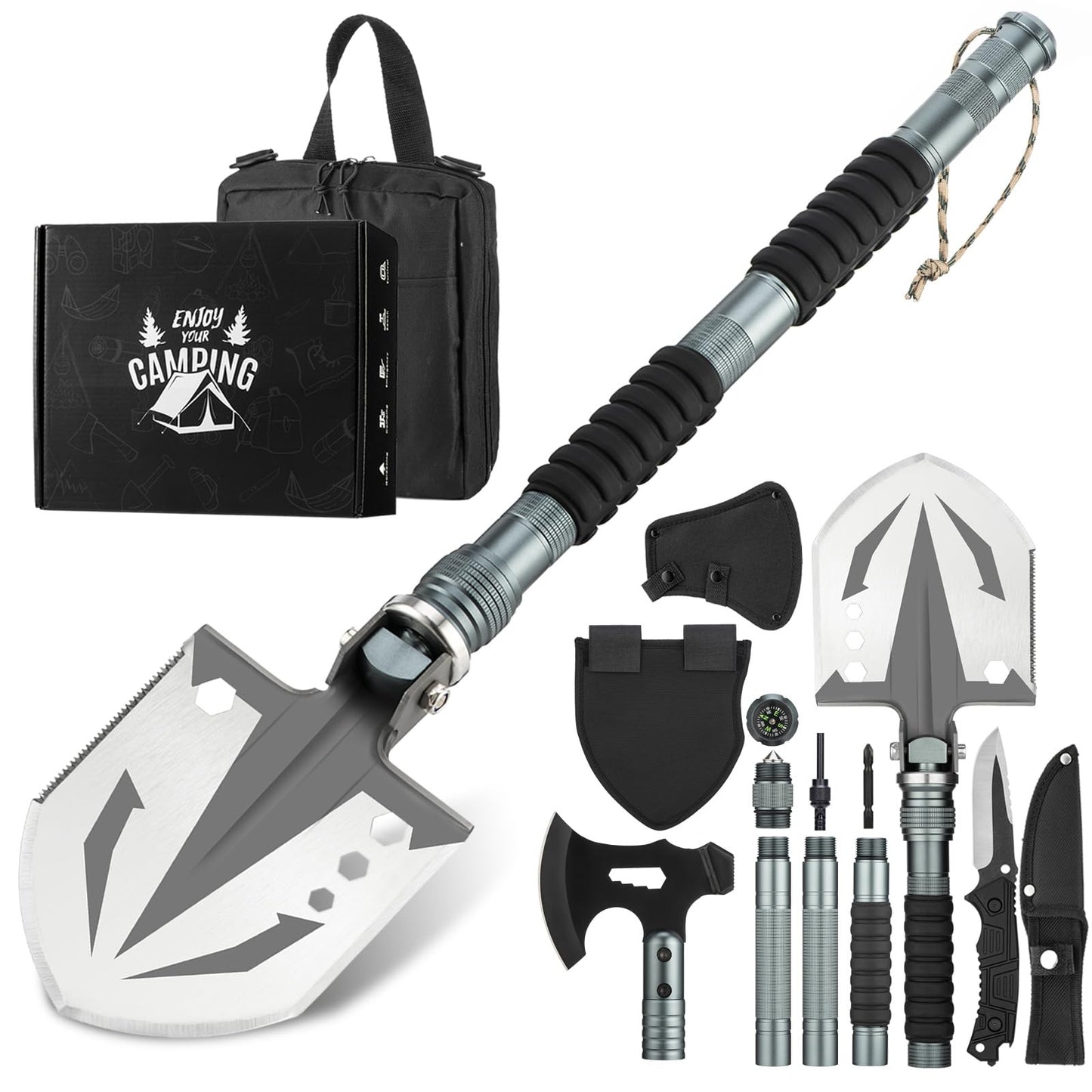 WildRover Survival Shovel & Axe Kit: Tactical Multi-Tool for Outdoor Enthusiasts