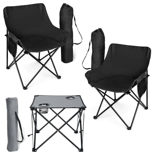 HaSteeL 2-Person Camp Chair & Table Set with Storage